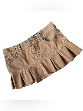 Y2K Abercrombie & Fitch Tan Corduroy Pleated Micro Mini Skirt size 4